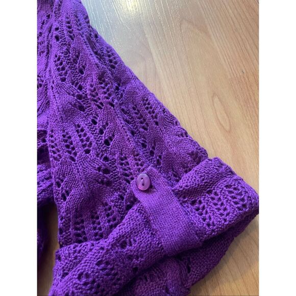 Woman Within Open Faced Purple Cardigan Sweater Women’s Size 18/20 - Picture 5 of 7
